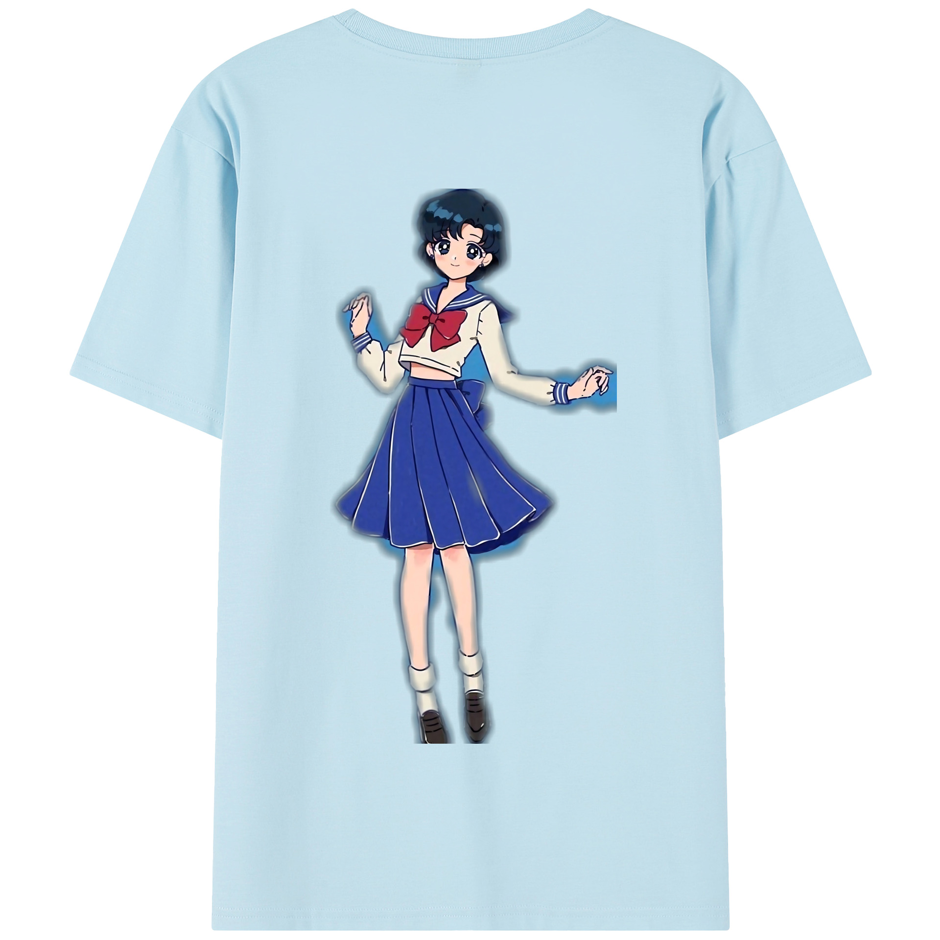 （画像用） 美少女戦士セーラームーン 水野 亜美 みずの あみ Sailor Moon Mizuno Ami 綿100％半袖Tシャツ（背面プリント）